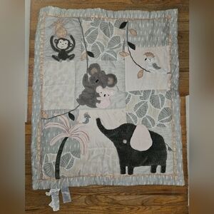 Lambs & Ivy Calypso Pink/Gray Koala & Elephant Musical Baby Crib Mobile & Quilt